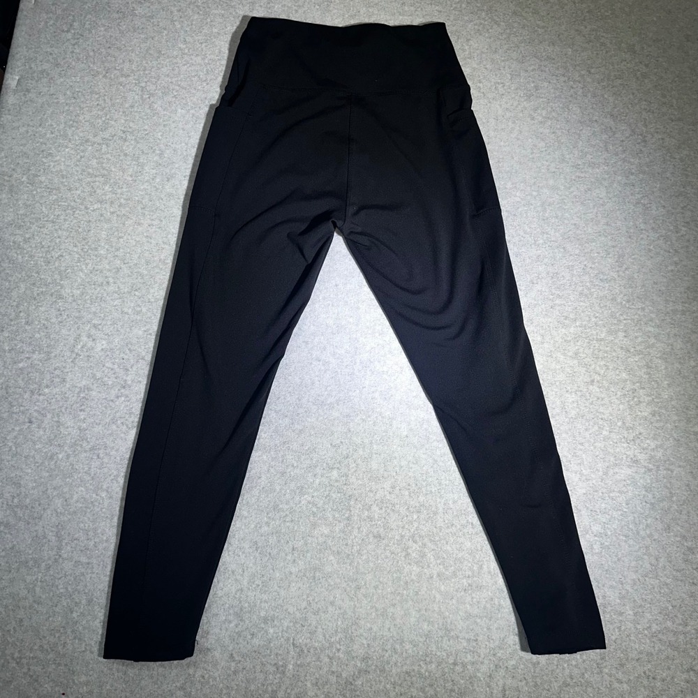 Black High Waisted Athletic Leggings with Side Pockets Size Medium SY#17302 - Picture 2 of 4